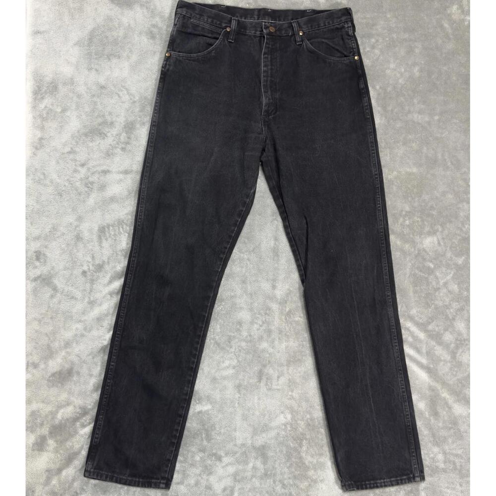 Vintage Wrangler Jeans Mens 36x36 Black Denim Made in USA Western Cowboy
